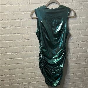 AKIRA Blue Ruched Cowl Neck Mini Dress